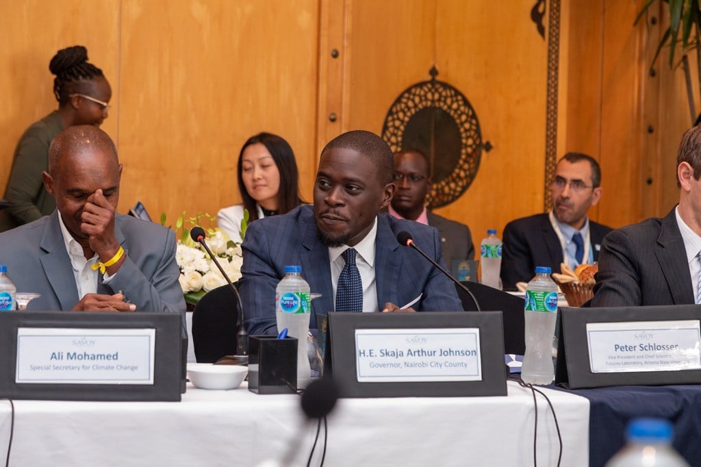 Ali Mohamed, Special Secretary for Climate Change, Executive Office of the Presidency, and H.E. Skaja Arthur Johnson, Governor, Nairobi City Country